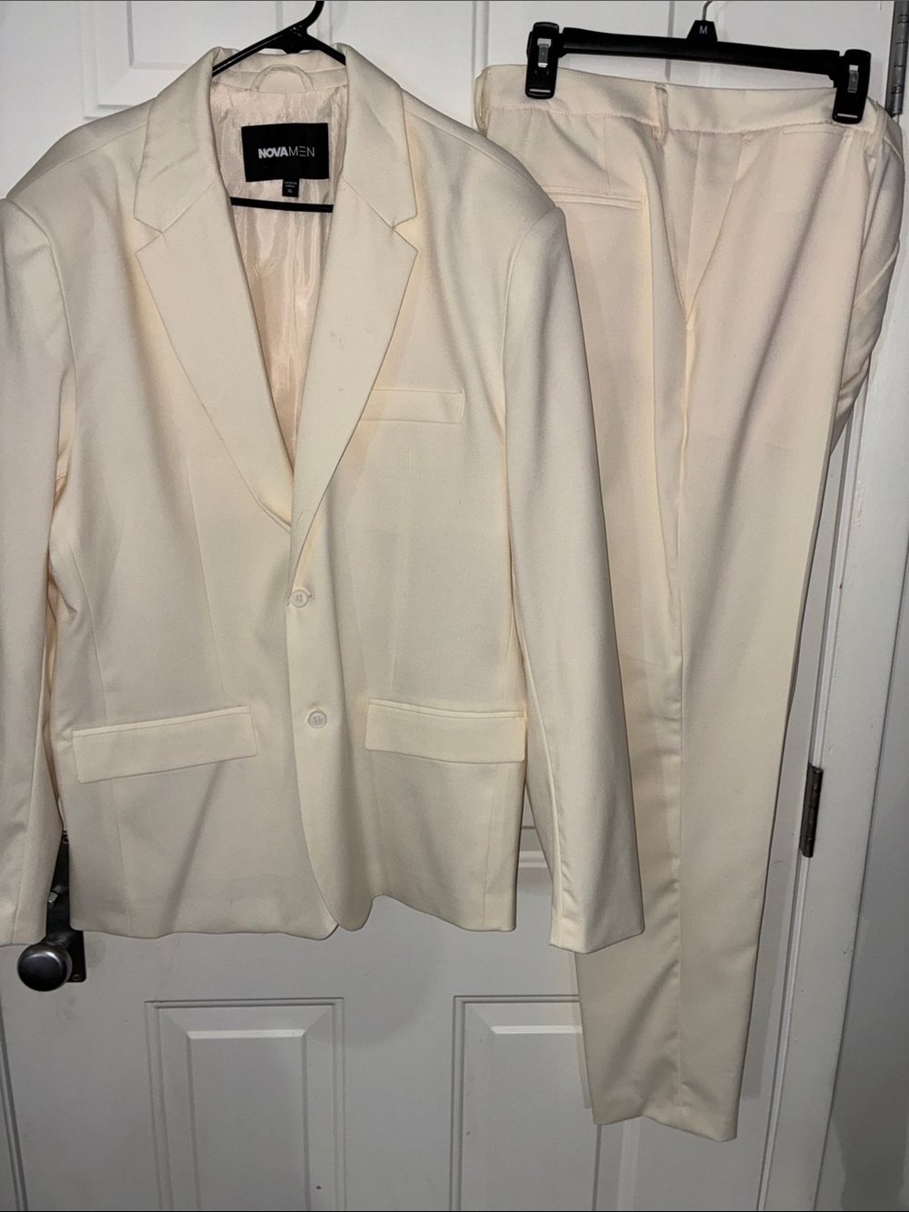 Fashion Nova Cream Men's Two-Piece Suit Jacket & Pants